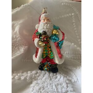 Kurt S Adler Polonaise Hand Blown Santa with Locomotive NWT